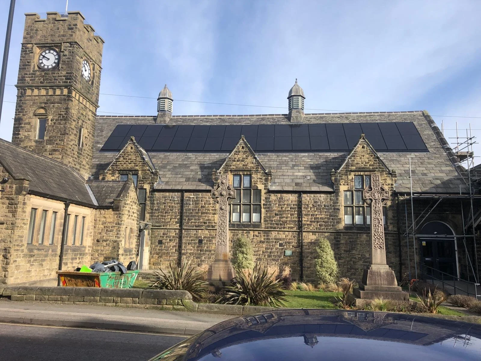 Historic community building supported by sustainable solar energy solutions