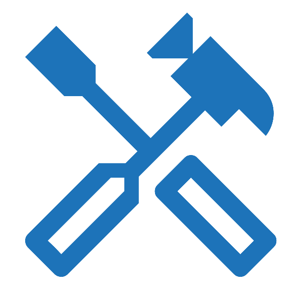 Blue tools icon representing new build solar installation planning