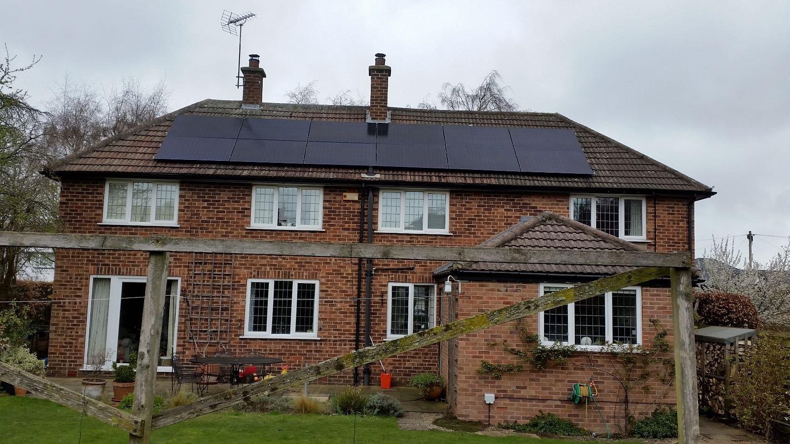Residential solar panel installation on a family home in Selby