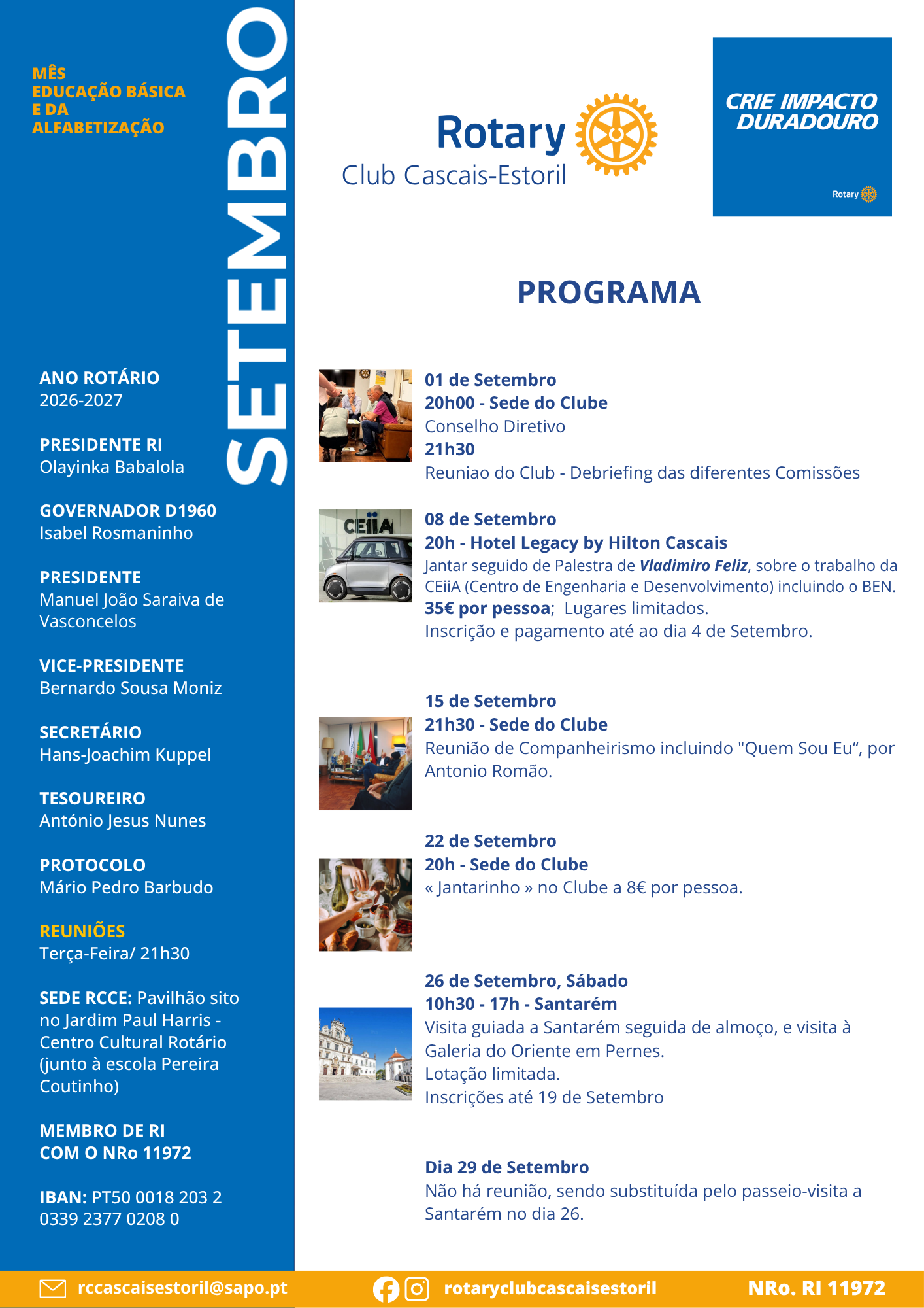 PROGRAMA DO MÊS DE SETEMBRO 2026