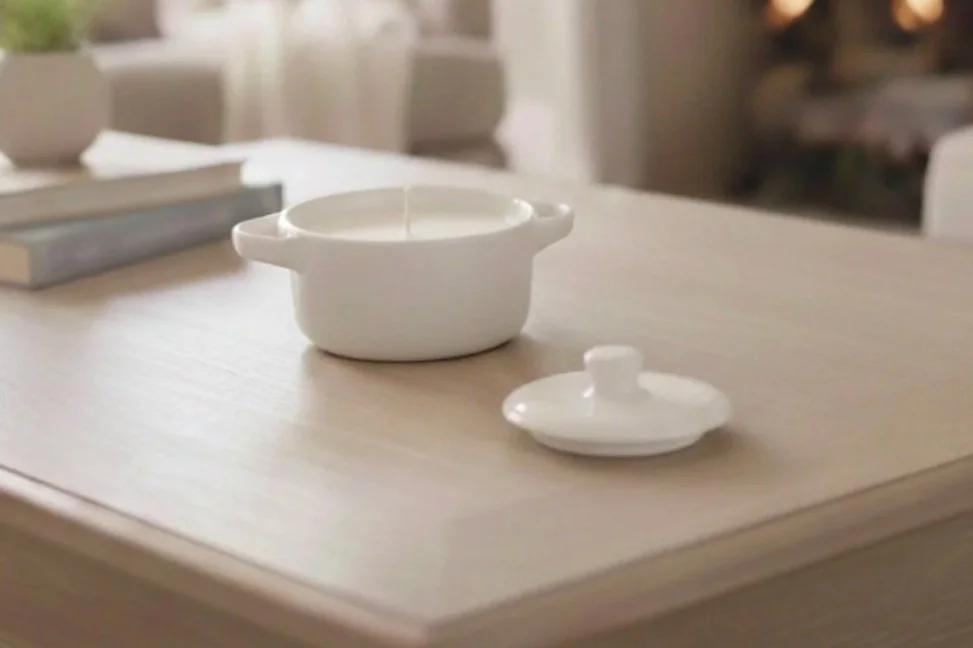 Our Signature White 8 oz Cocotte Pot One Wick Candle