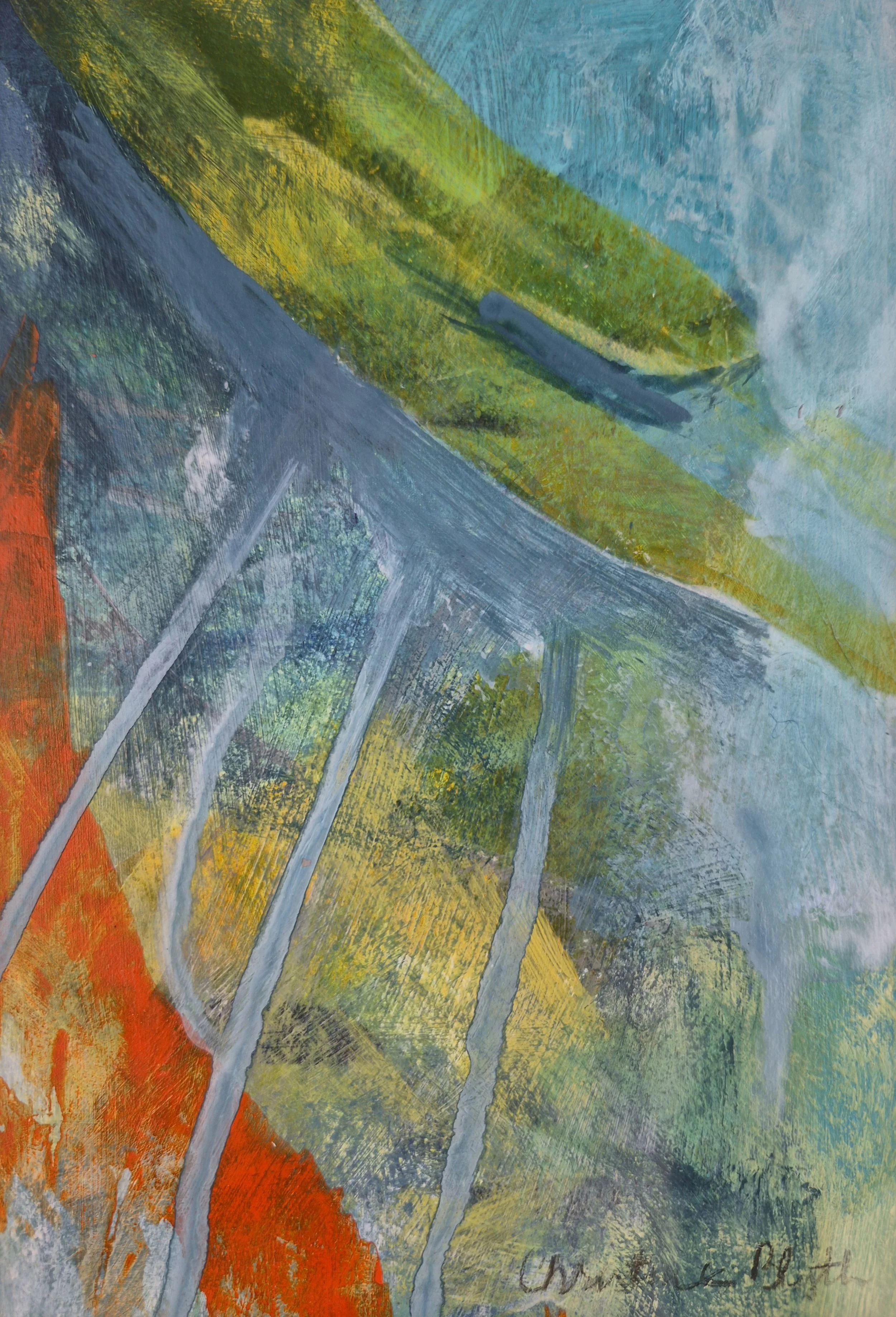 Upstream Currents 
 7" x 5" x 1.5"
acrylic, matted and framed
 $195 USD