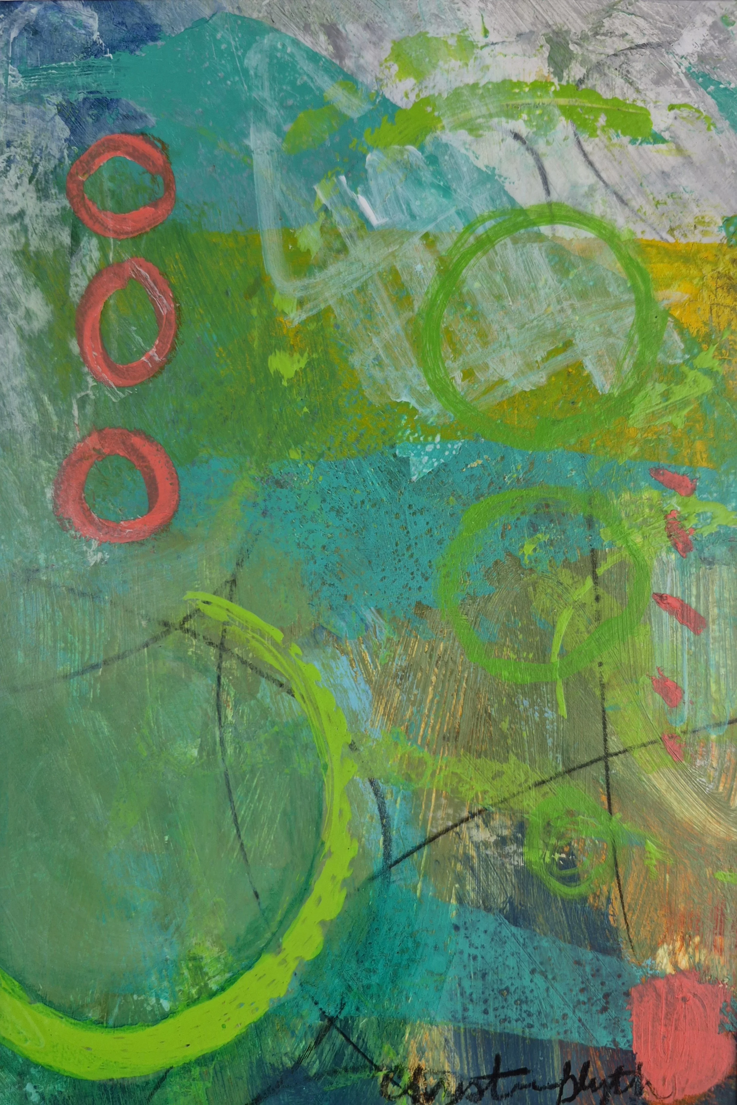 Zen Garden 
7" x 5" x 1.5"
acrylic, matted and framed
 $195 USD