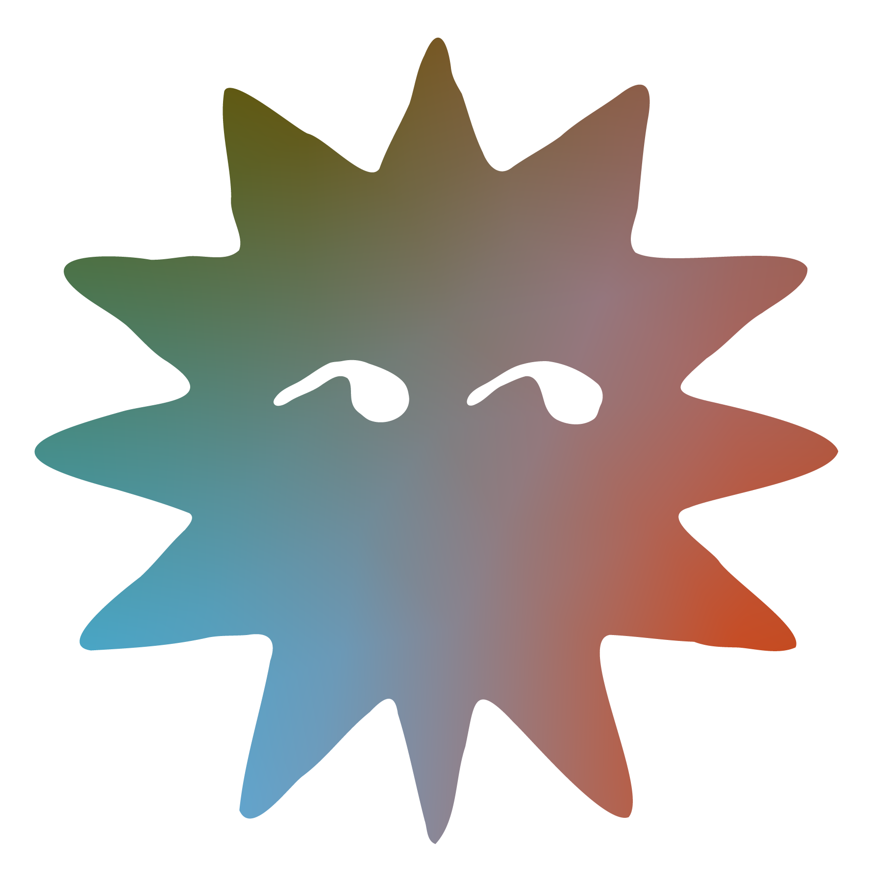 A colorful, blurred arrow-shaped chart with a gradient of colors from blue and green to red and brown.