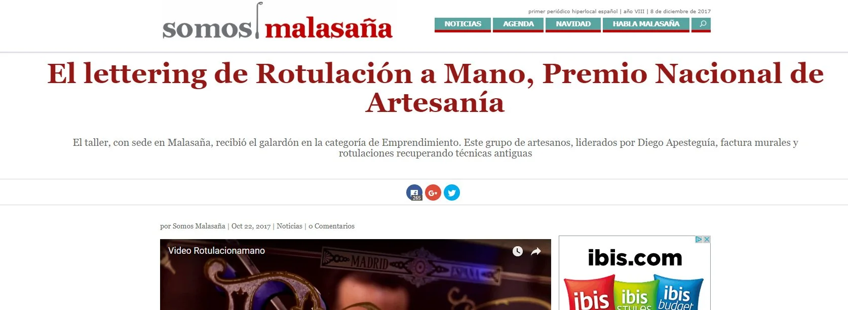 El lettering de Rotulación a Mano, Premio Nacional de Artesanía: Somos Malasaña