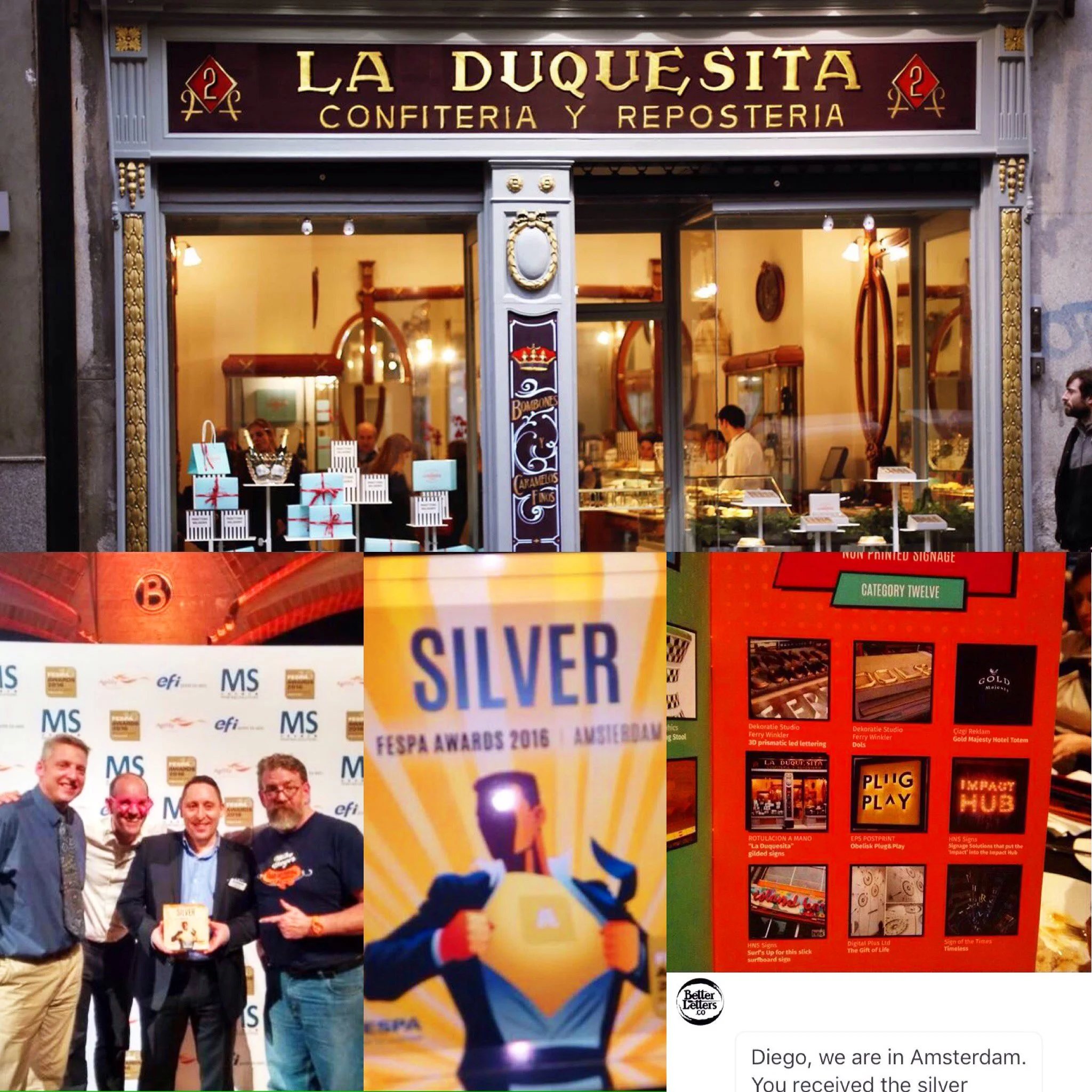 Premio plata en los premios internacionales FESPA en Amsterdam a la rotulación de La Duquesita