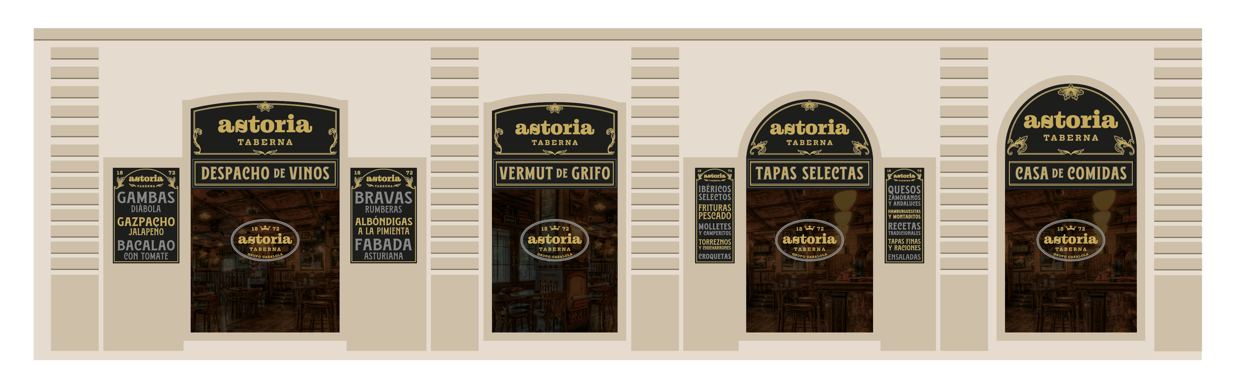 Diseño fachada Astoria Malaga rotulos