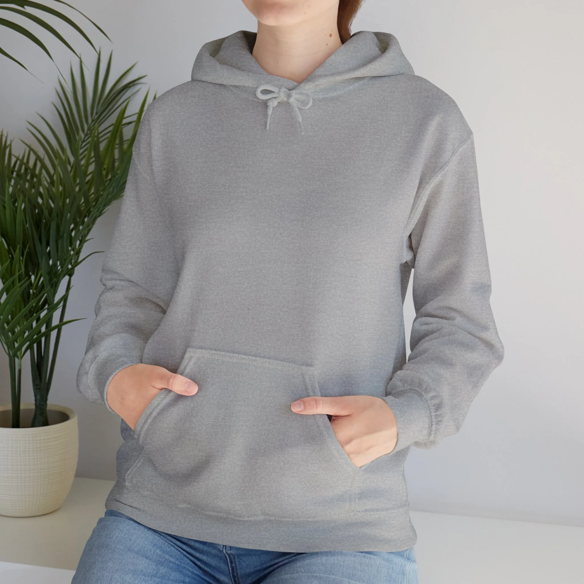 Front view of grey hoodie with kangaroo pocket from Western Australia ocean inspired apparel collection.