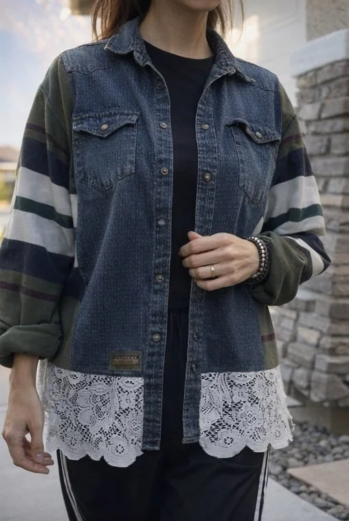 Re Worked Lace Detail Dickies Button Up