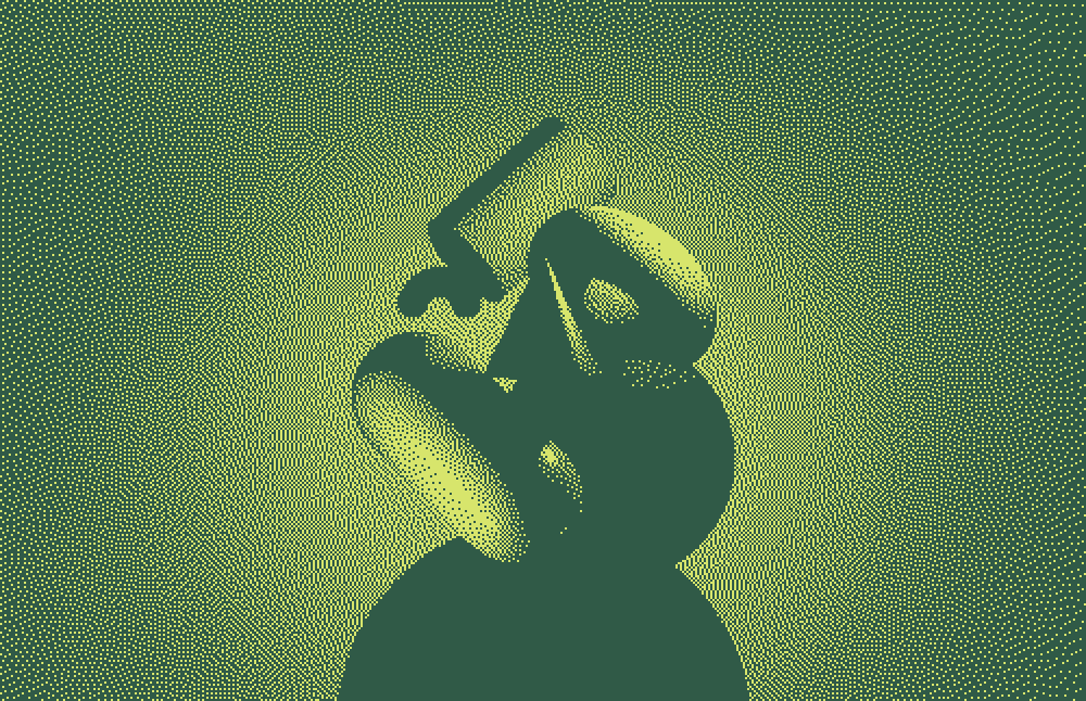Silhouette of a person holding a cup and a spoon, seen against a green gradient background.