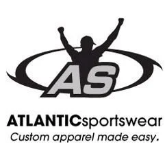 Logo of Atlantic Sportswear featuring a person with raised arms, the initials 'AS', and the words 'Atlantic Sportswear' with the tagline 'Custom apparel made easy.'