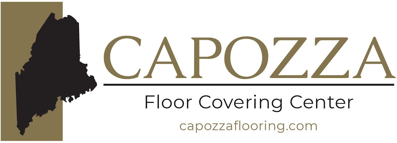 Logo for Capozza Floor Covering Center with an outline of the state of Rhode Island and the business name