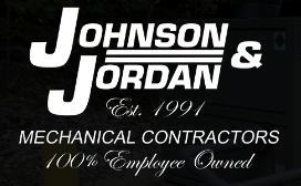 Business sign for Johnson Jordan & Est. 1991 Mechanical Contractors, 100% Employee Owned.