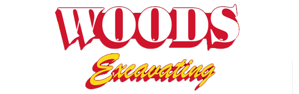 Logo with the words "WOODS Excavati" in stylized text