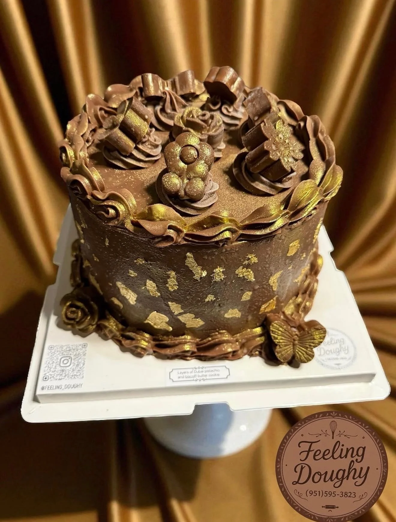 8” Dubai Chocolate Cake Serves 18 to 24