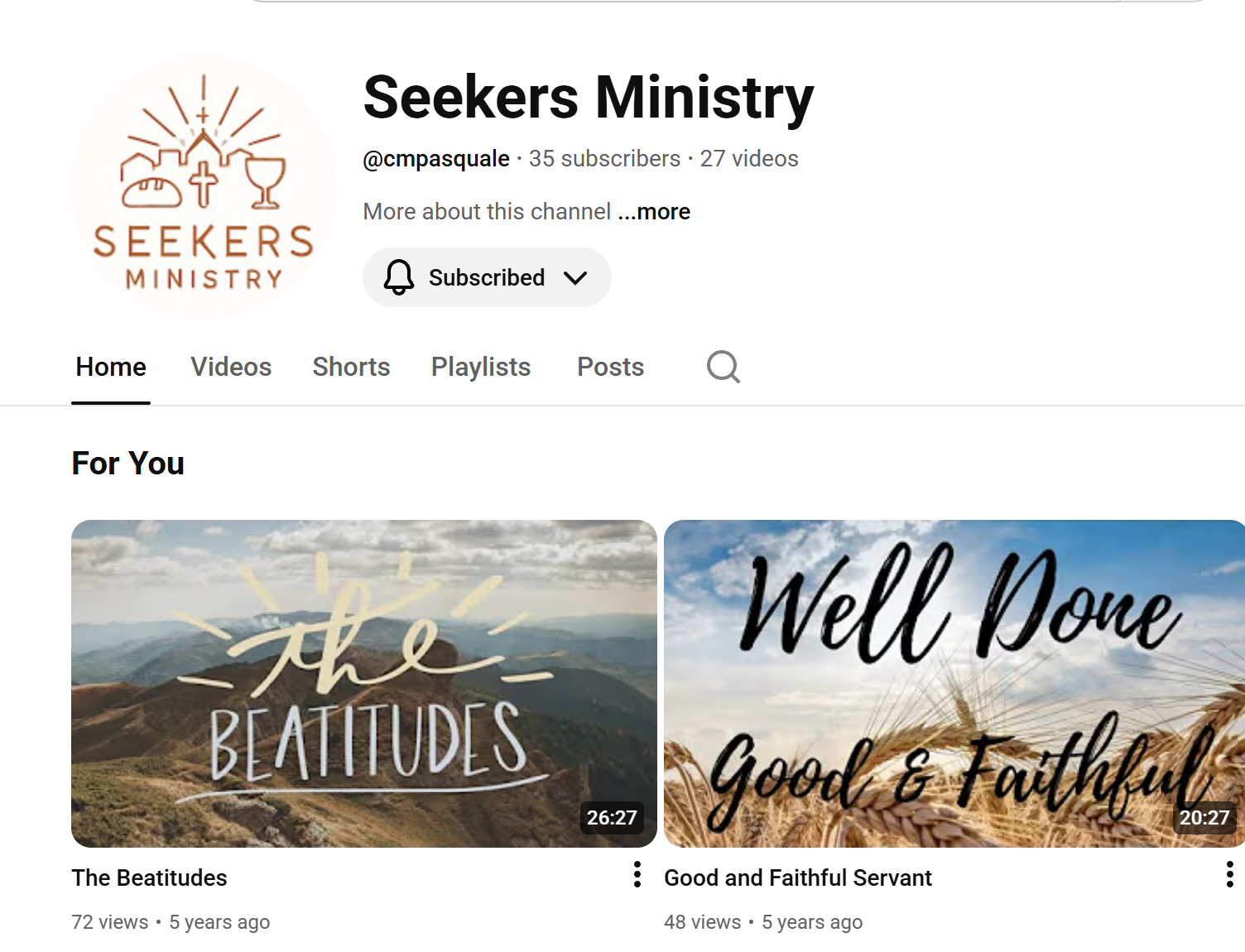 Seekers Ministry YouTube