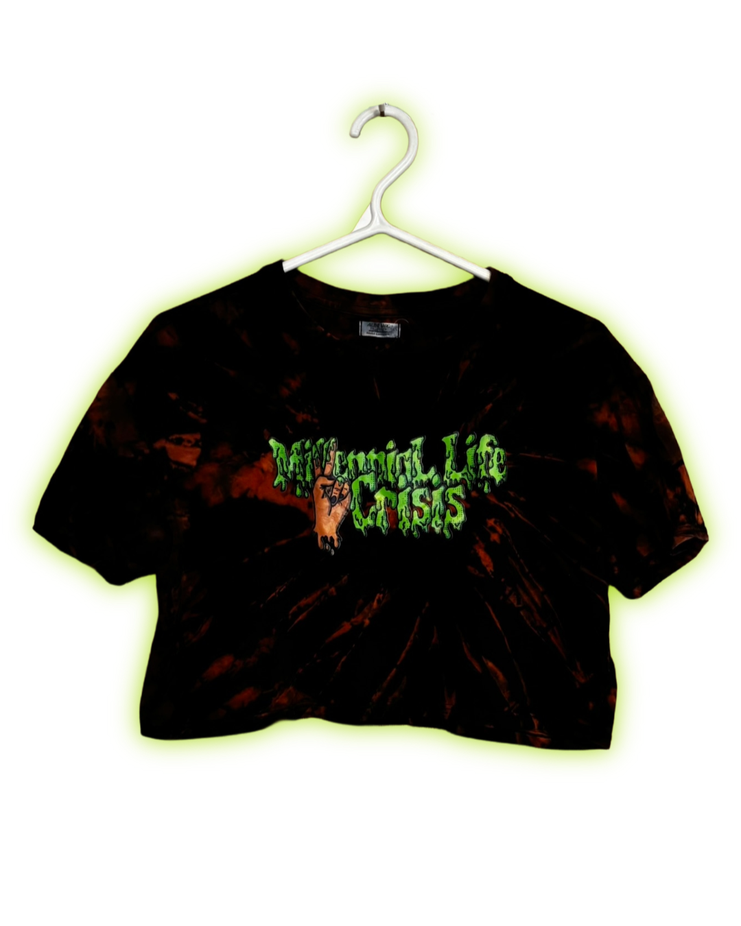 'Heat Wave' Upcycled Tee (Ardene Basic, Large, Crop, Spiral)