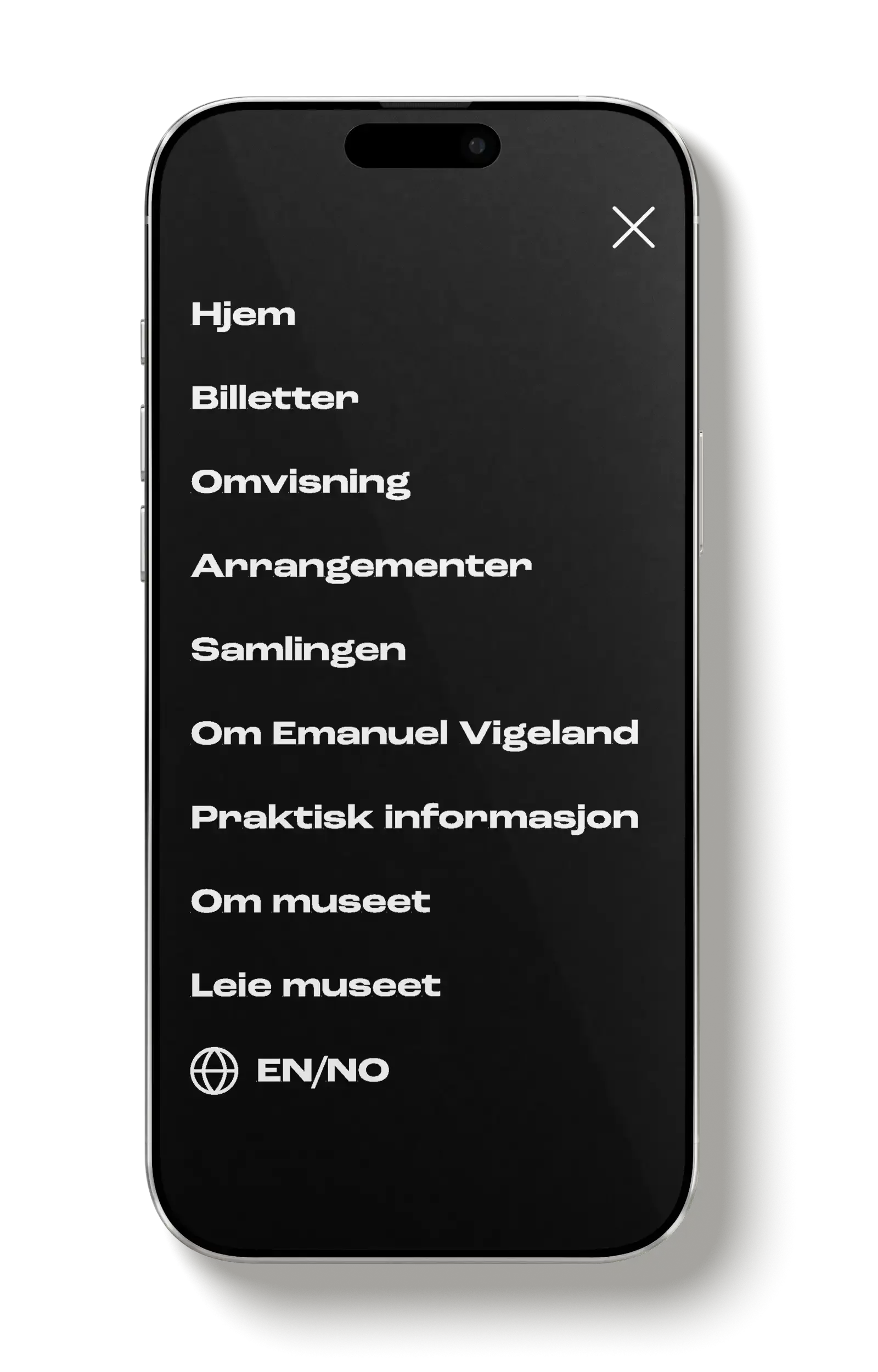 Mobilmockup av hamburgermeny