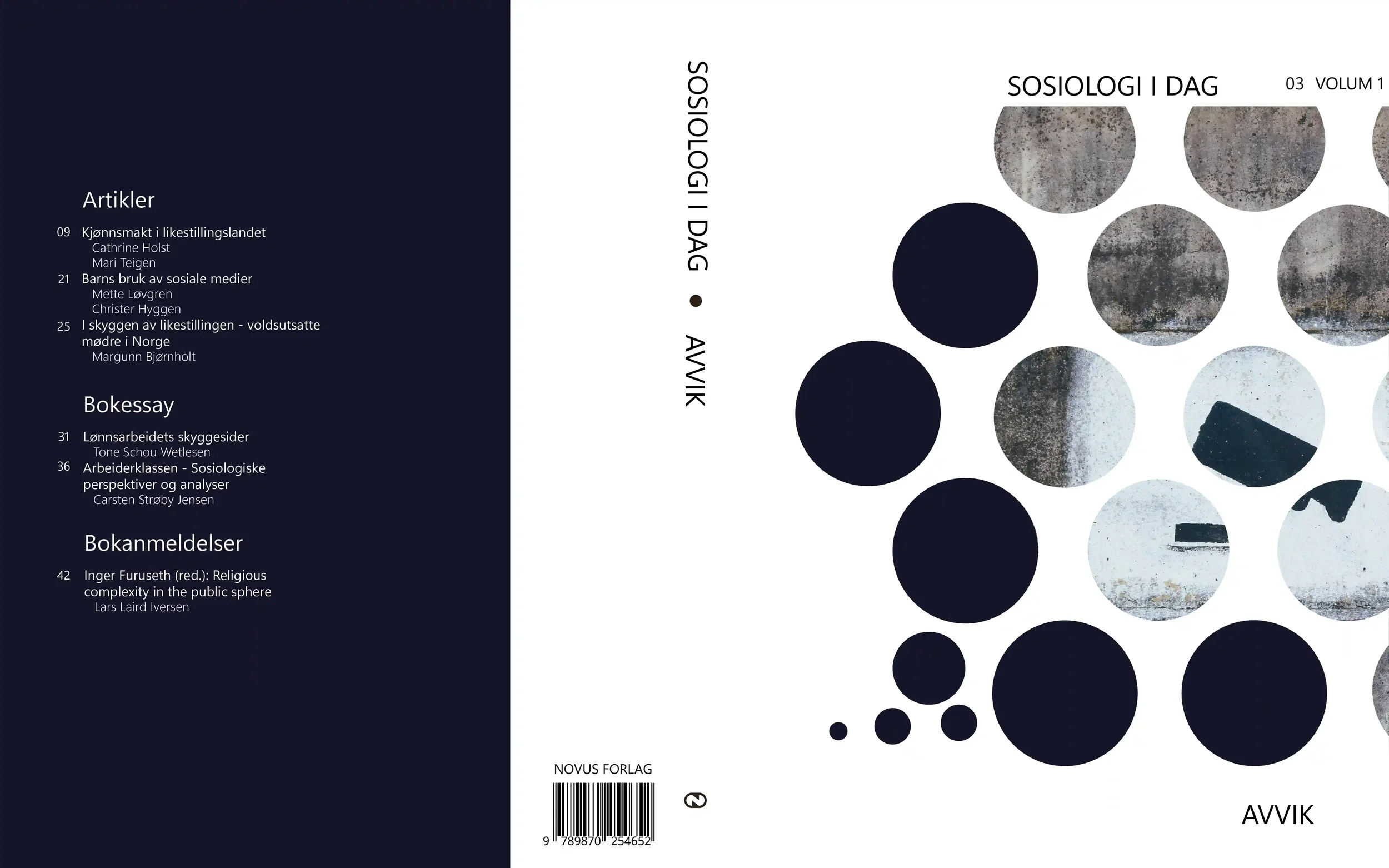 Sosiologi i dag omslag, volum 1, nr 3