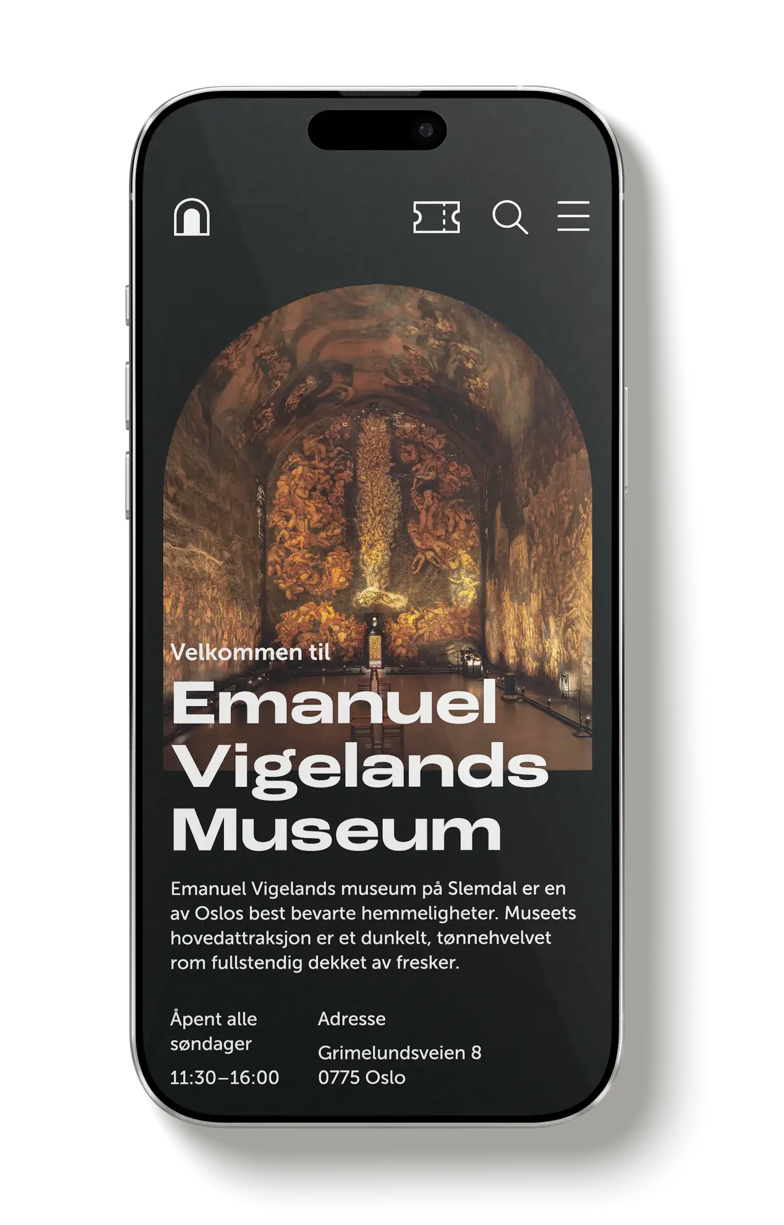 mobilmockup av startsiden til EVM