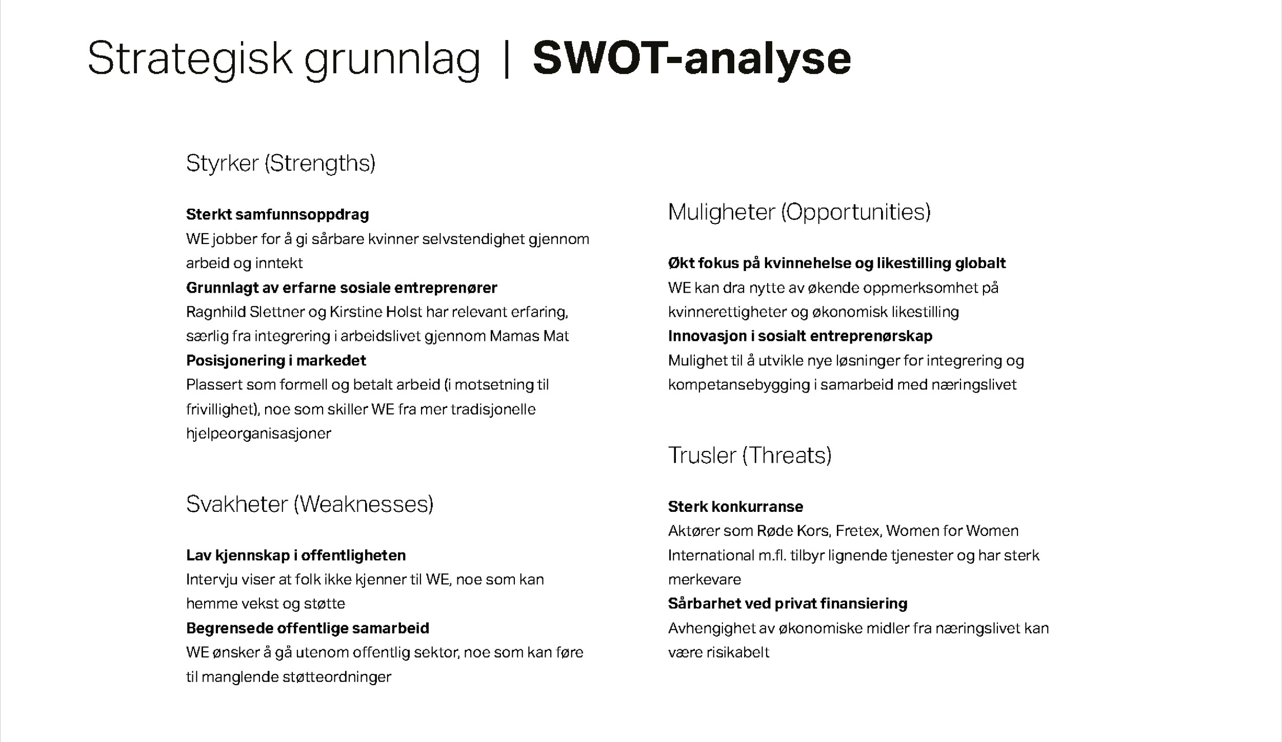 Stiftelsen we swot analyse