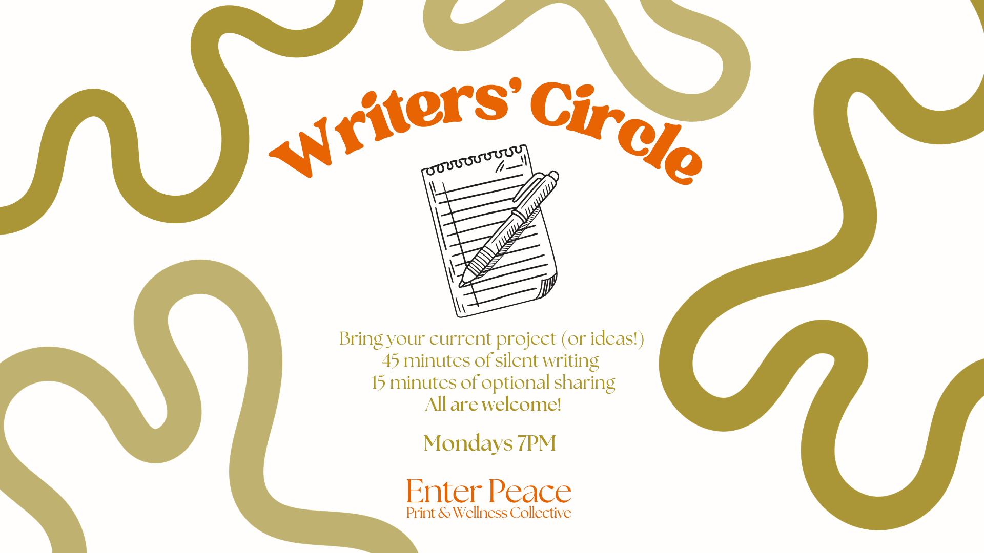 Weekly Writers Circle Hosted by Sarah Bland of Enter Peace