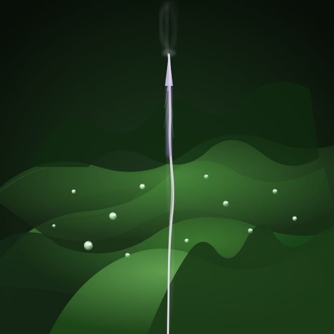 green swirly flow with a white swirl in the center