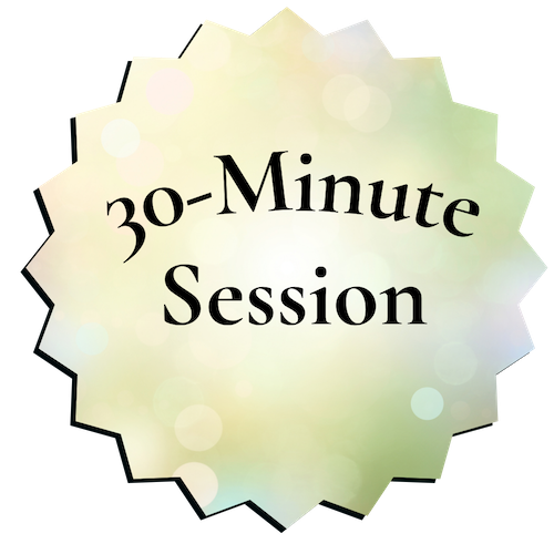 Sparkly light background - Says "30-minute session"