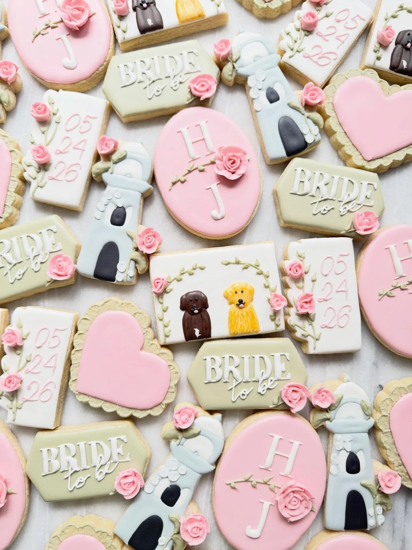Bridal shower cookies with a few meaningful touches 🩷
&bull;
&bull;
&bull;
#IcedByAnna
#CustomSugarCookies
#WestHartfordCT
#BridalShowerCookies
#RoyalIcingCookies