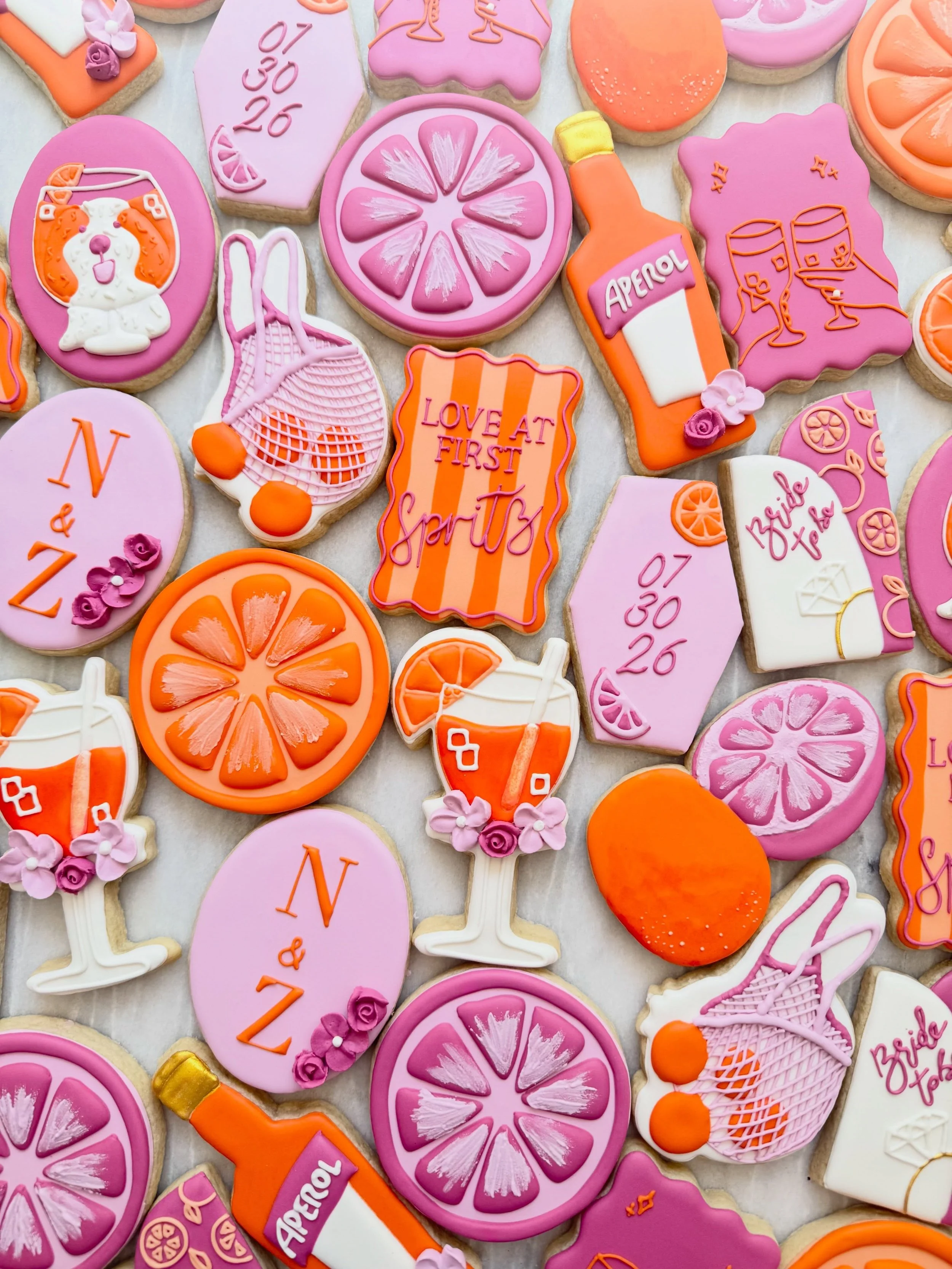Love at first spritz ✨🍊🩷🍾💍
&bull;
&bull;
&bull;
#IcedByAnna
#CustomSugarCookies
#BridalShowerCookies
#LoveAtFirstSpritz
#RoyalIcingCookies
