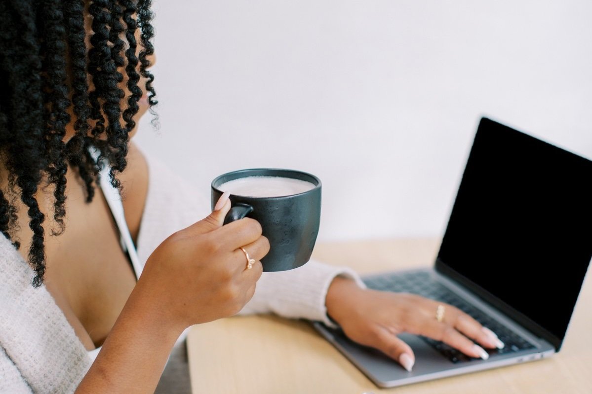 Wedding business owner learning SEO on her laptop
