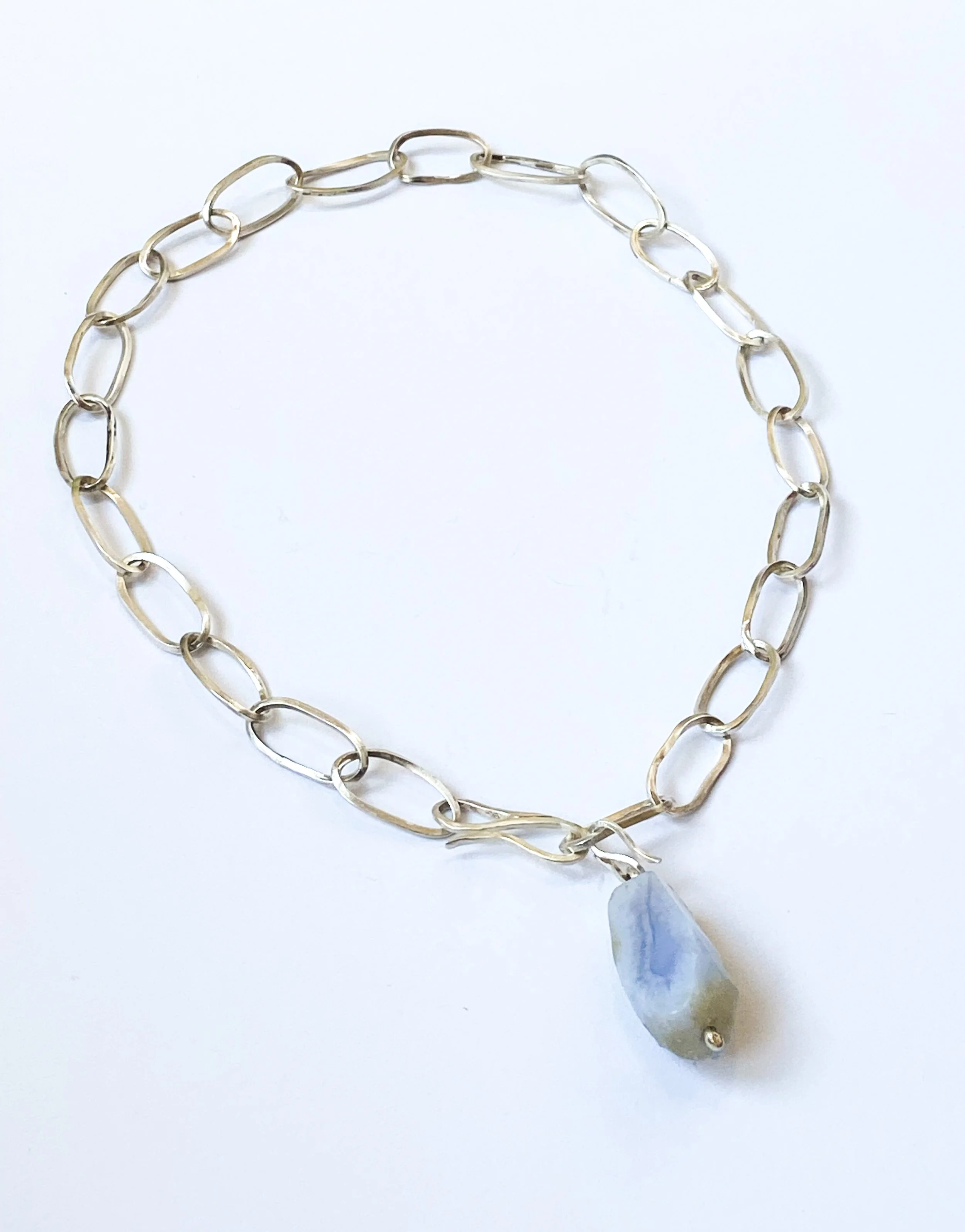 Recycled sterling silver and chalcedony collar