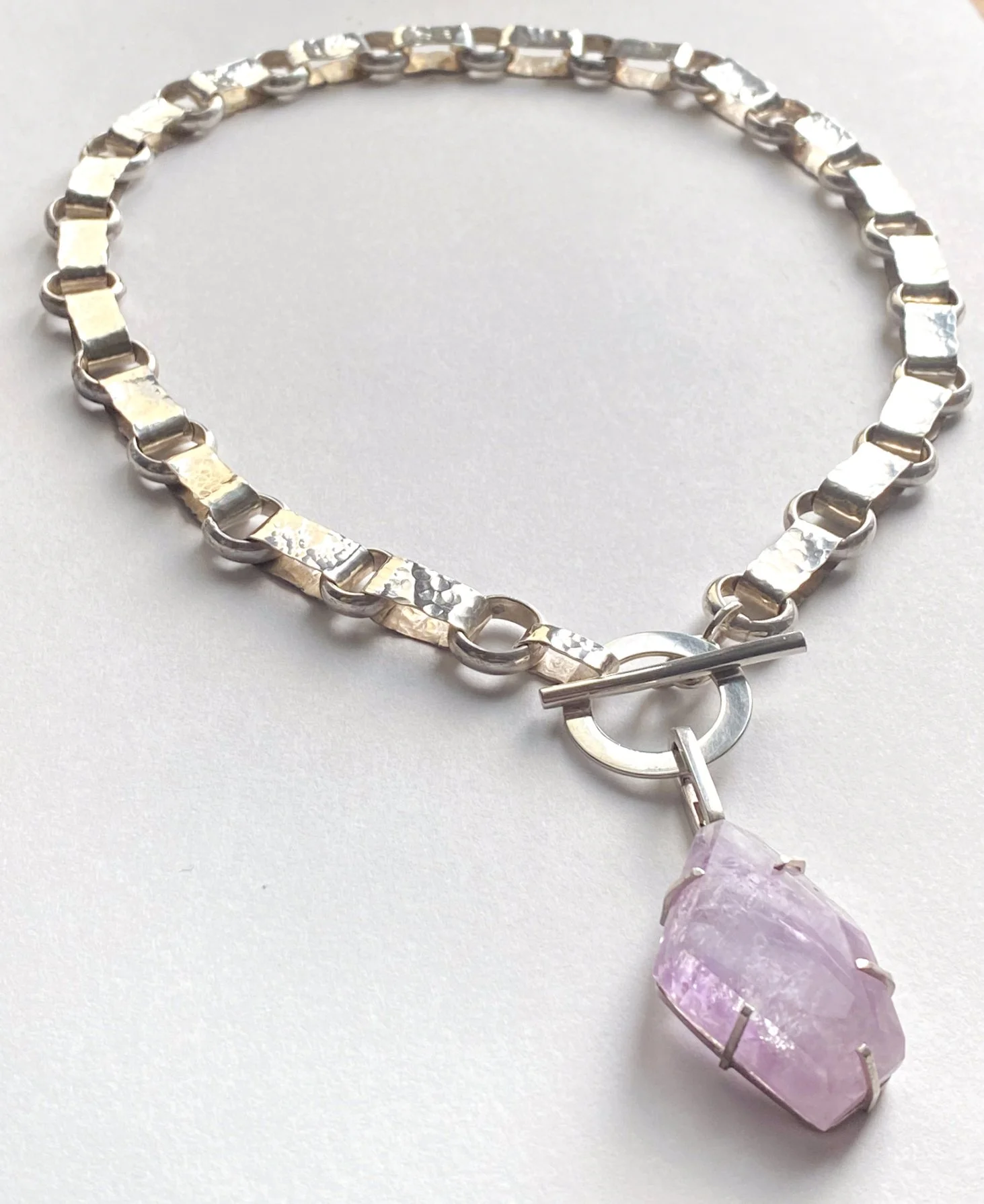 Recycled sterling silver and amethyst collar
