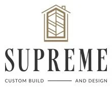 Logo for Supreme Custom Build and Design featuring a stylized building outline above the company name.