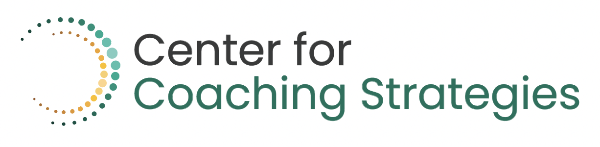 Logo for Center for Coaching Strategies with a dotted circular design and text.