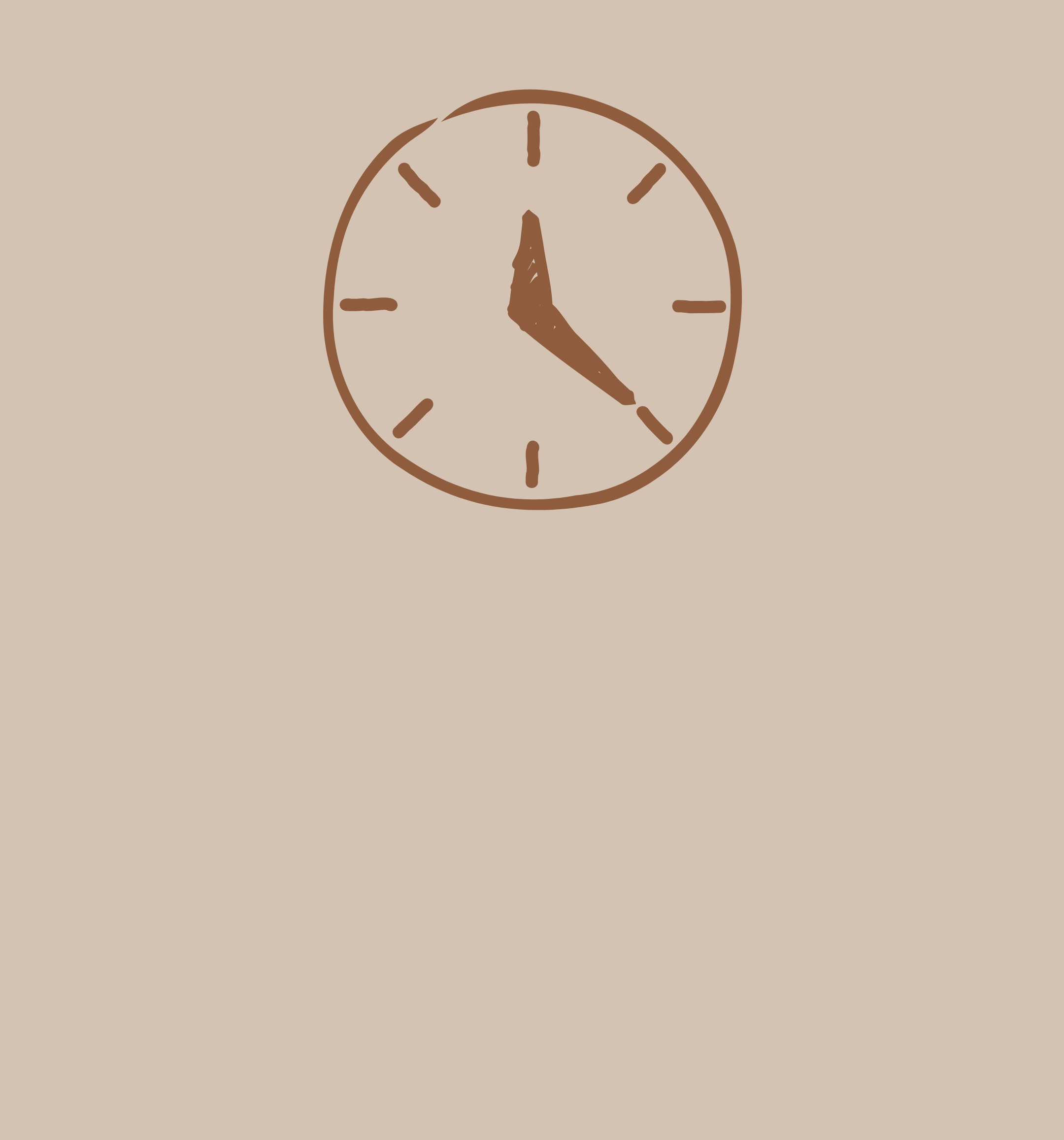 Orologio analogico con lancette che indicano le 4:25, sullo sfondo beige.