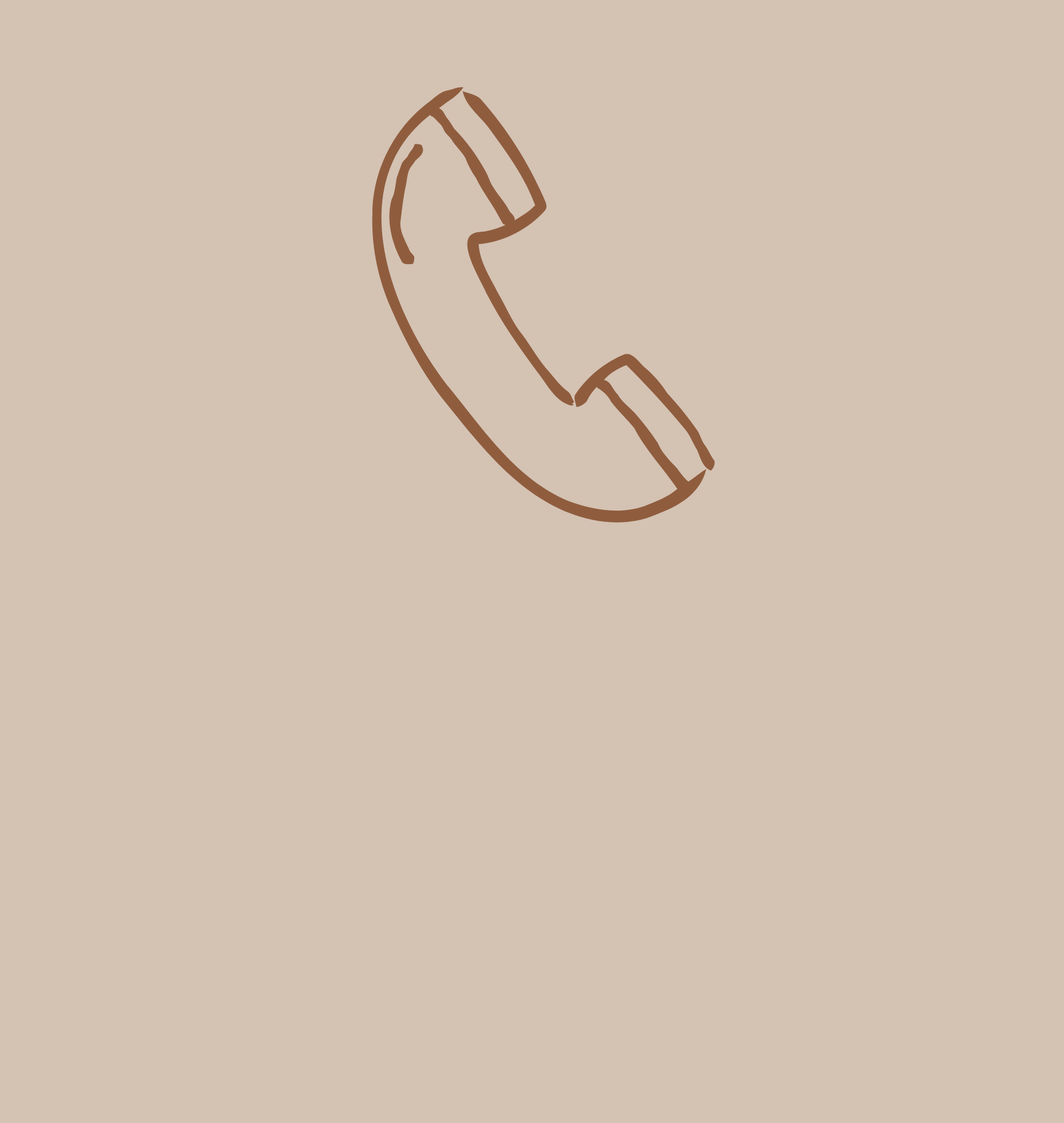 Schizzo di un classico ricevitore del telefono con linee marroni su sfondo beige.