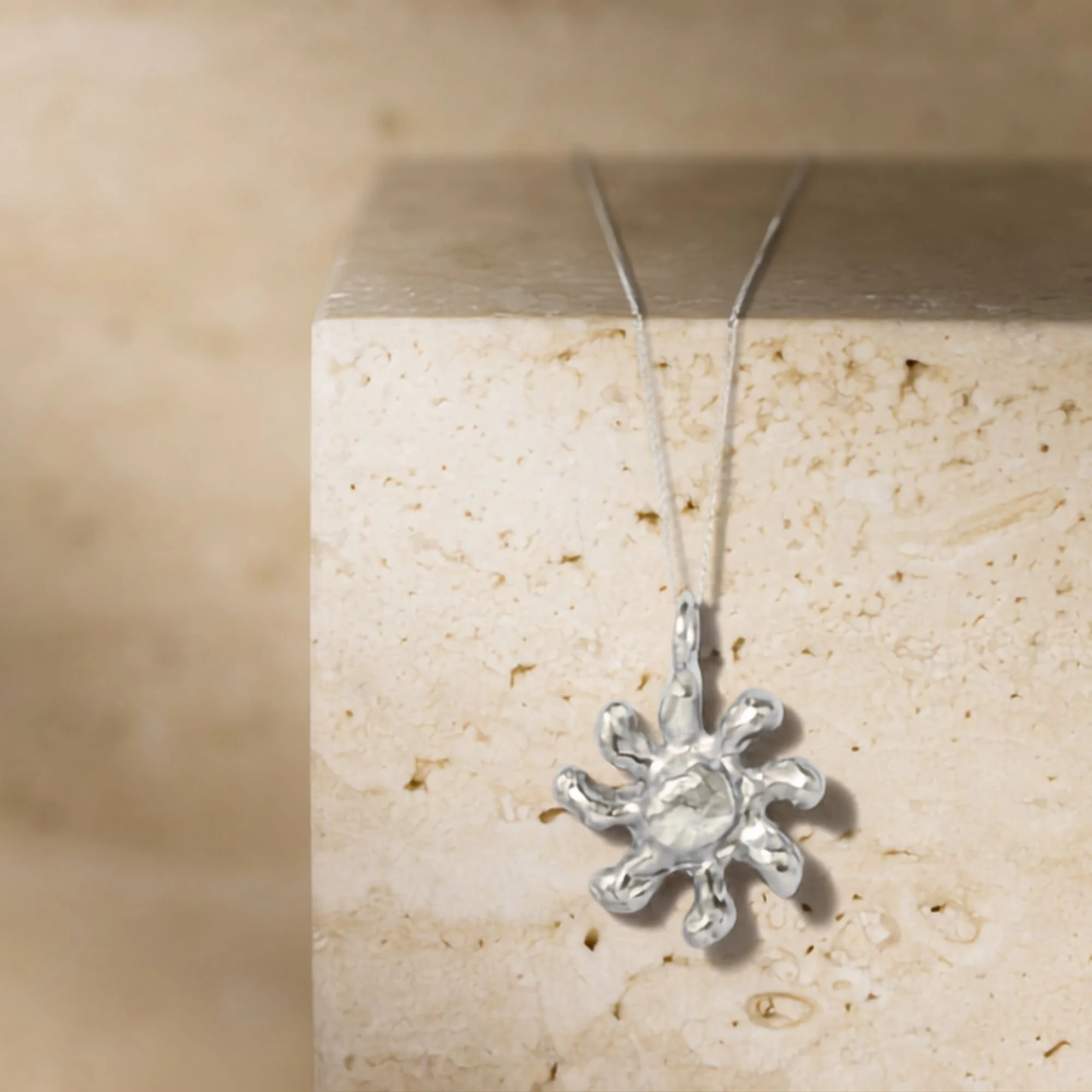 Silver Sun Necklace - Sterling Silver