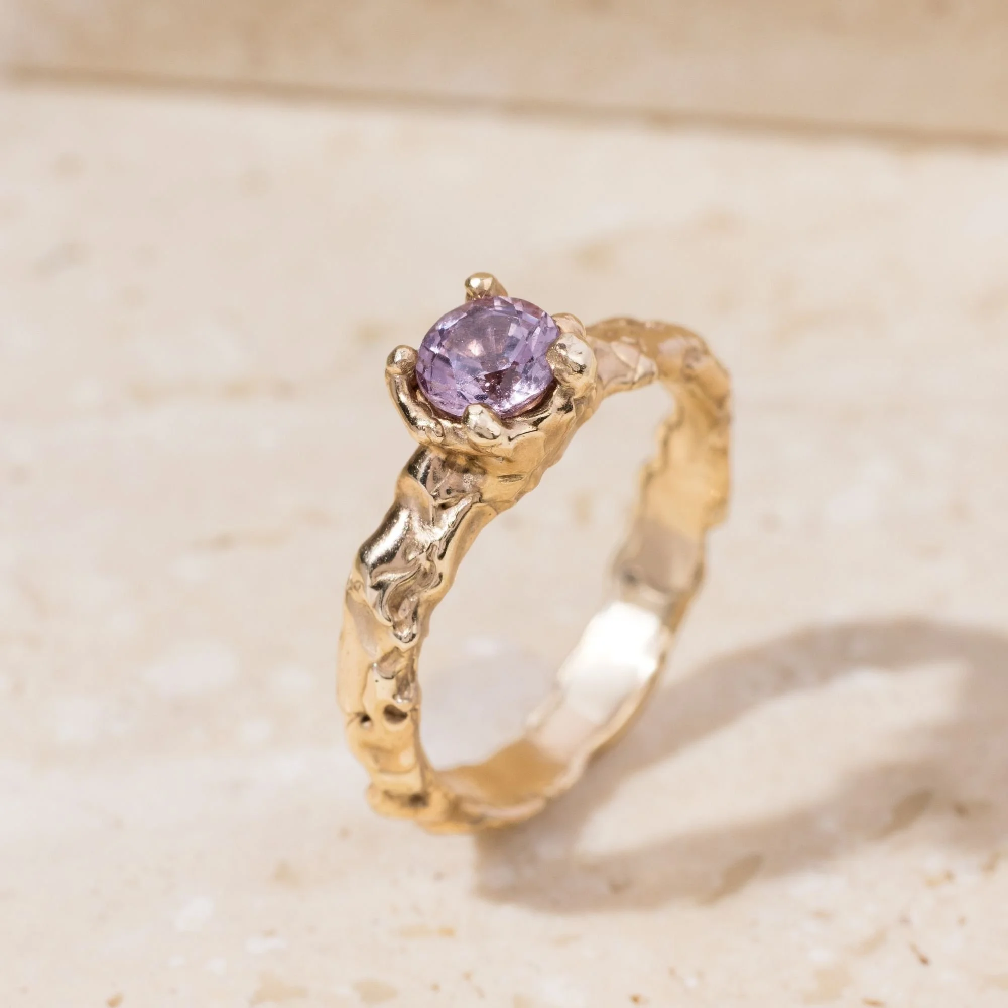 Lavender Spinel Gold Claw Ring - 9ct Gold