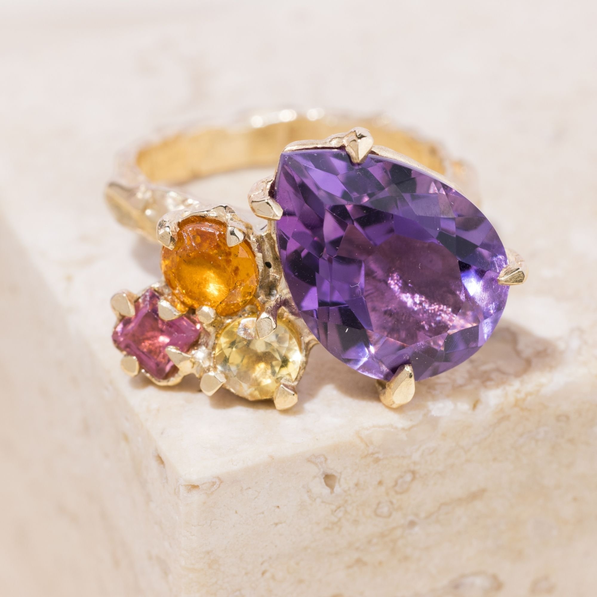 Amethyst Tropical Ring - 9ct Solid Gold