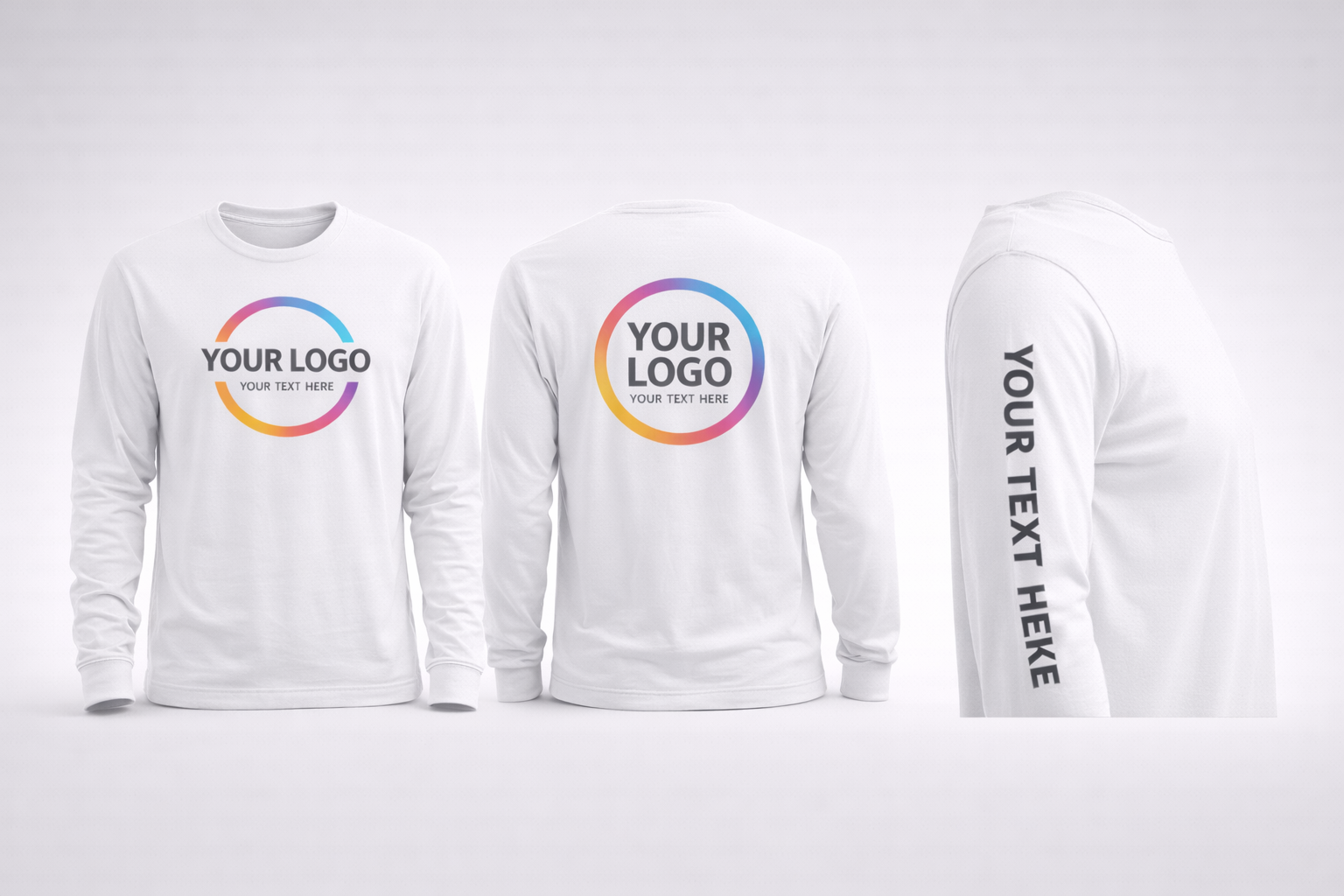 Adult Long-Sleeve T-Shirt (Front, Back, and Left Sleeve Design)