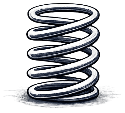 Close-up of a black metal coil spring.