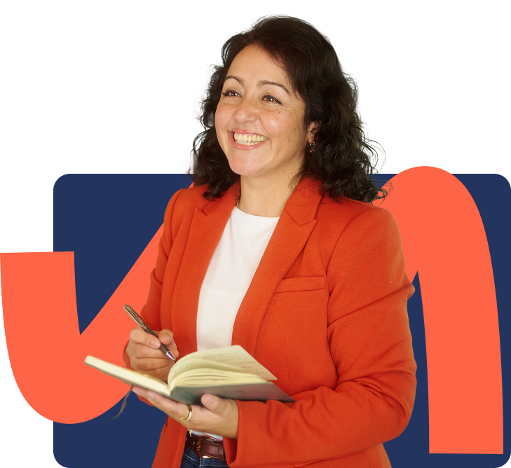 Ana smiling while holding a notebook and pen, representing a fractional CFO healthcare expert supporting Series A financial preparation and biotech accounting services | Intellichoice Solutions