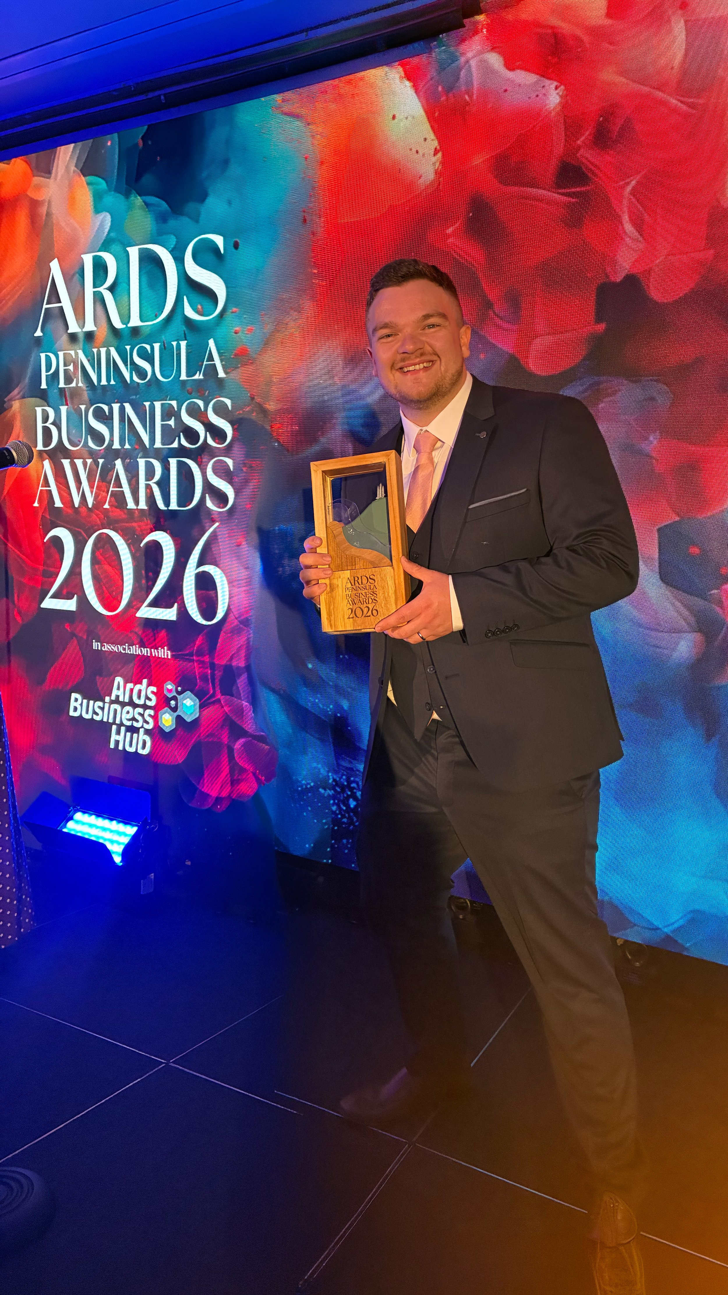 Lloyd Edgar (Abbey Films) wins Best Creative Business at the Ards Peninsula Business Awards 2026