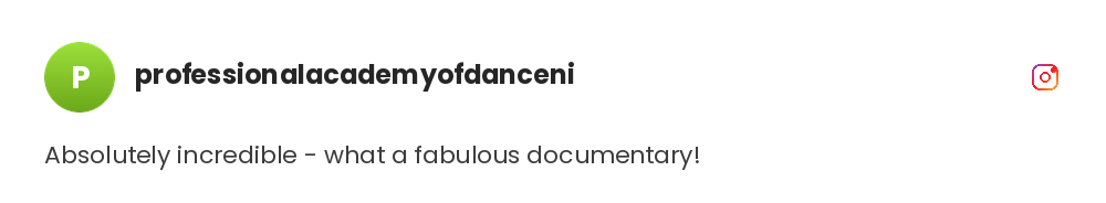 Absolutely incredible - what a fabulous documentary! @professionalacademyofdanceni on Instagram