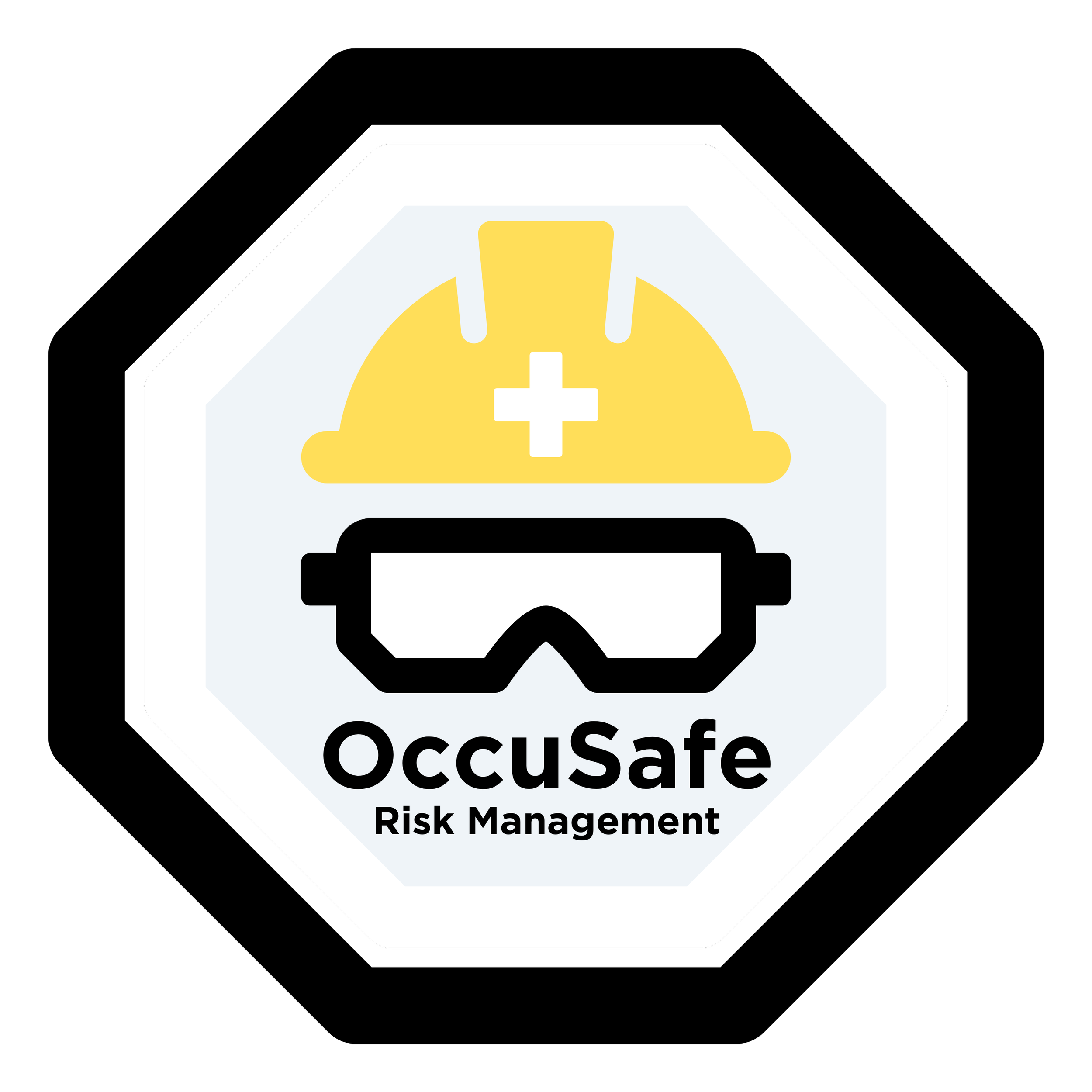 Alert sign with the text "OccuSafe" and "Risk Management" below it.