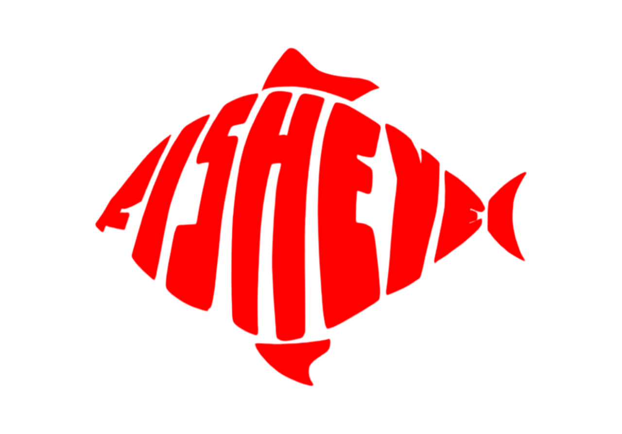A red fish illustration with the words 'FISH' integrated into its body.
