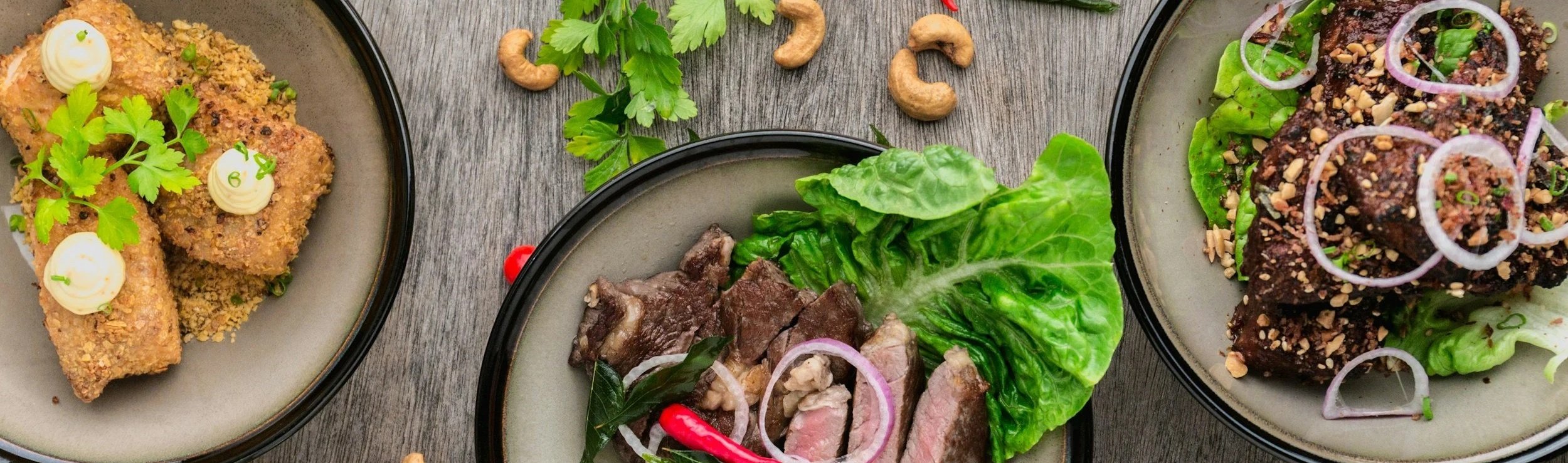 balanced meals with protein vegetables and grains on plates