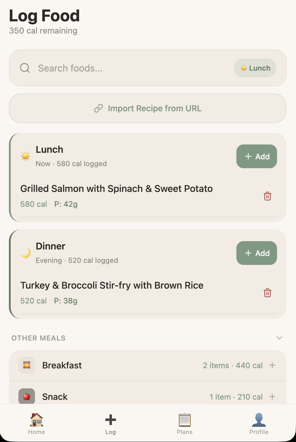 Nutrition tracking app that tracks macros and contributes to the dashboard goals.
