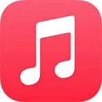 Red app icon with a white musical note in the center